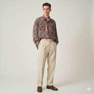 VTG FUZI SILKS Abstract Print Silk Shirt XL Chandler Bing Friends 90s